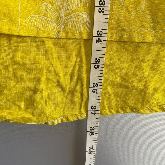 C&C California Yellow 100%Linen Sundress Palm Tree Beach Print Hi-Lo Size XS - Picture 13 of 13